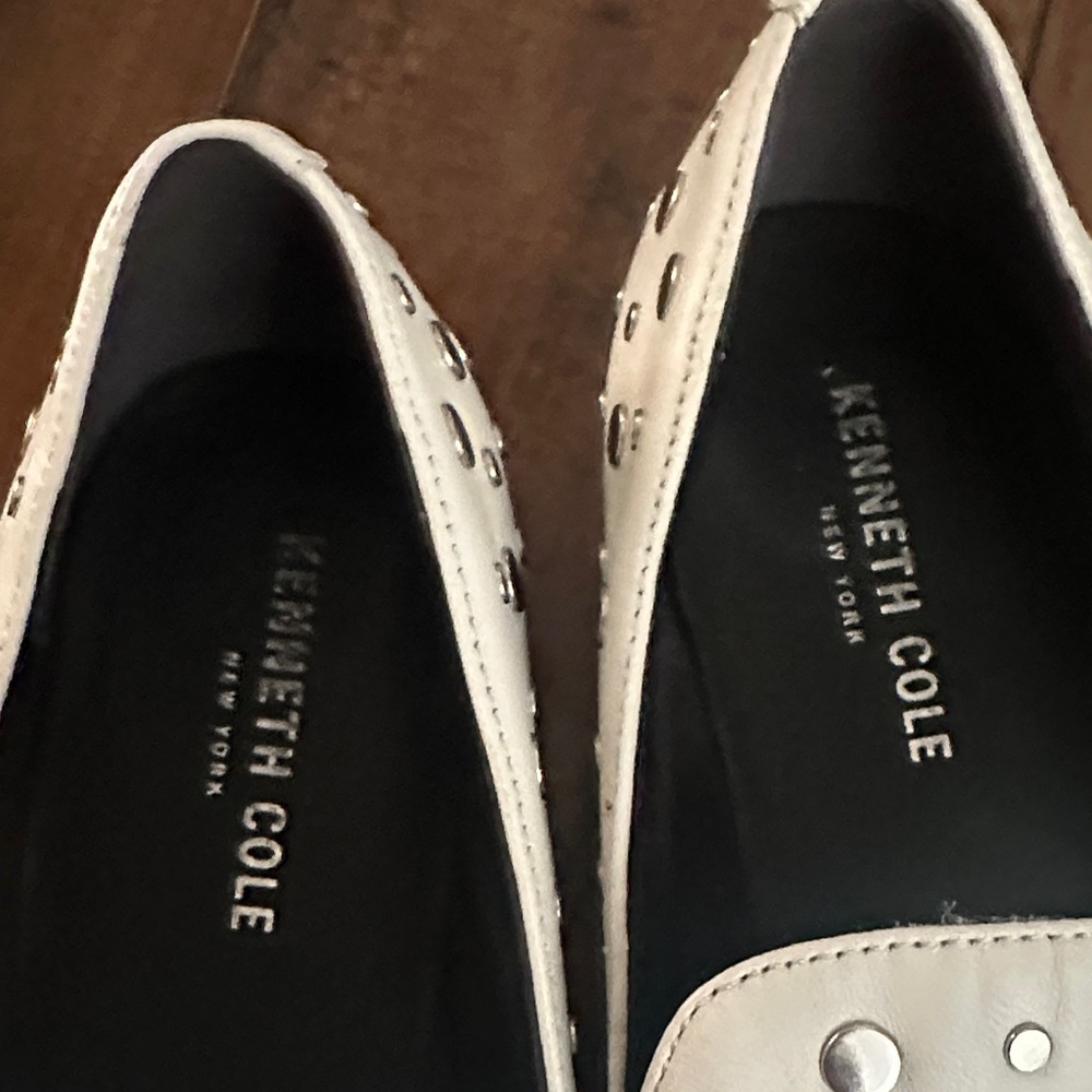 Kenneth Cole White Studded Leather Slip-On Loafers - Picture 4 of 12
